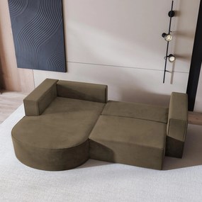 Masseno Narożnik SORELA z funkcją spania i pojemnikiem na pościel Narozniki L, Rozkładana sofa - Beżowy, MONOLITH 09