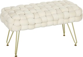 HOMCOM Nowoczesny Puf z Metalowymi Nogami, Miękkim Siedziskiem, do Salonu, Sypialni, Przedpokoju, Kremowy