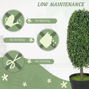 HOMCOM Zestaw 2 sztucznych roślin, drzewa sztuczne odporne na UV w doniczce, z tworzywa sztucznego, cementu, w kolorze zielonym