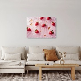 Obraz na szkle - Truskawki w bąbelkach (70x50 cm)