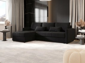 BEDANTE narożnik MOS L BIS Cosmic 100 czarny lewa z funkcją spania sofa w kształcie litery L z pojemnikiem na pościel sofa do salonu kanapa sofa rozkładana