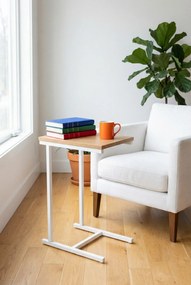 Stolik boczny w stylu skandynawskim biały + dąb lancelot S8-N09