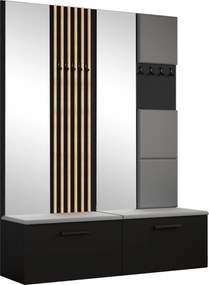 Masseno Garderoba MODULO 161,2/204/40 cm do Przedpokoju Nowoczesna Czarna