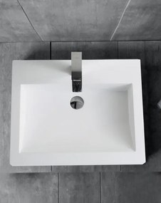 Umywalka ścienna nablatowa BS6049Odlew marmurowy - Błyszczący biały - 60 x 48 x 14 cm
