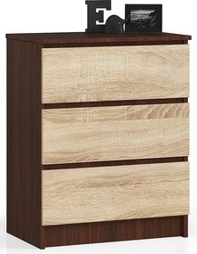 Komoda AKORD K60 Wenge 60 cm 3 szuflady kolor Dąb Sonoma mat 60x40x77 cm