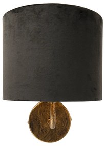 Vintage Kinkiet / Lampa scienna Złoty Z Czarnym Aksamitnym Kloszem - Matt Retro Oswietlenie wewnetrzne