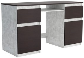 Biurko komputerowe młodzieżowe szkolne 140 cm z półką szufladami REMI2 Beton/Wenge