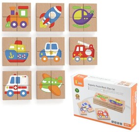 Układanka drewniana puzzle magnetyczne - pojazdy - viga toys