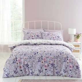 Biało-fioletowa pościel dwuosobowa 230x220 cm Isadora Floral – Catherine Lansfield