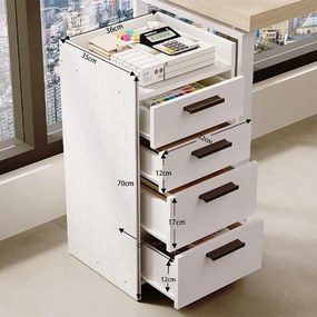 Komoda biała kontenerek pod biurko biurowy regał szafka 4 szuflady wysoka