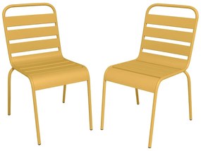 Zestaw 2 krzeseł ogrodowych sztaplowanych z metalu - Żółty musztardowy - MIRMANDE marki MYLIA