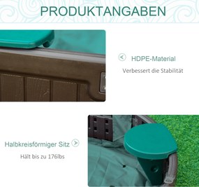 Outsunny Piaskownica z siedziskami i pokrowcem HDPE dla dzieci 3-12 lat 183x105x22 5 cm ciemnozielona | Aosom PL