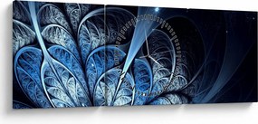 Obraz ciemnoniebieskiego kwiatu (z zegarem) (90x30 cm)