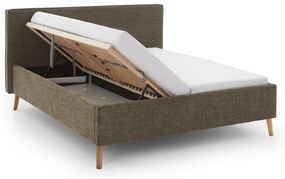 Ciemnozielone tapicerowane łóżko dwuosobowe ze schowkiem i stelażem 160x200 cm Riva – Meise Möbel