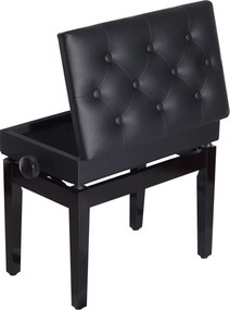 HOMCOM Ławka do Fortepianu Czarna z Regulowaną Wysokością i Schowkiem 54,5x33x48-58cm | Aosom PL