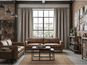 Szaro-brązowa zasłona OXFORD 140x250 cm Zawieszanie: Taśma z wiązaniami