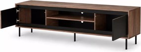 Stolik RTV Madera RTV-1 – Nowoczesny stolik pod telewizor w kolorze orzechowym z czarnymi metalowymi nogami