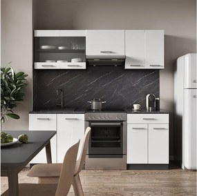 Aneks kuchenny biały wysoki połysk/antracyt 200x46x81.6 r-line