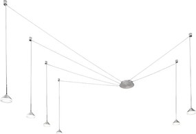 Lampa wisząca LED Isabella 48W 3000K, ściemnialna, Ø350 cm, aluminium satynowe - metalowy żyrandol o zmiennym kształcie