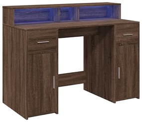 Biurko podświetlane 120 cm brązowy dąb - Duna