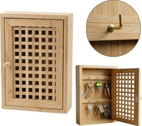Wisząca szafka na klucze KIZU, 19 x 27 x 6 cm, bambus