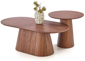 Mała ława okrągła orzechowa MDF 60/55 cm GISELA S