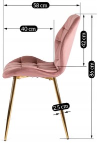 Krzesło Tapicerowane do Jadalni LUCKY Różowe Welurowe Nowoczesne Glamour