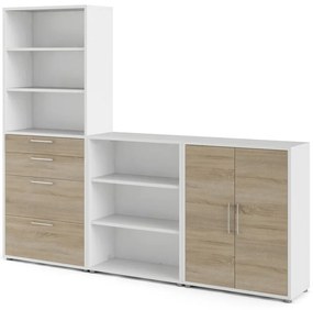 Biały regał modułowy w dekorze dębu 268x222 cm Prima – Tvilum