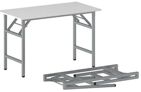 Stół konferencyjny FAST READY, 120x60 cm, szaro-srebrna podstawa, biały