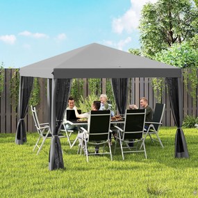 Outsunny Pawilon ogrodowy składany 3x3 m z moskitierą wodoodporny dach stalowa rama jasnoszary | Aosom PL