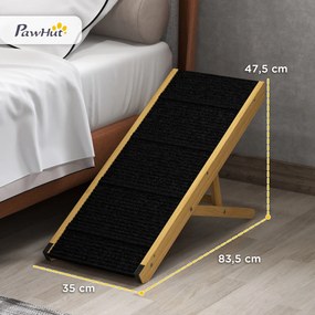 PawHut Rampa dla Zwierząt, Regulowana, 4-stopniowa, Antypoślizgowa, Składana, Drewno Sosnowe, dla Psów do 15 kg