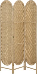 HOMCOM Parawan 3-częściowy 120x170 cm z zaokrąglonym górnym brzegiem, ręcznie tkany, składany, naturalny | Aosom PL