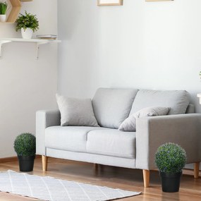 HOMCOM Zestaw 2 Sztucznych Roślin w Kształcie Kulki, UV-odporne, Sztuczne Rośliny do Domu i na Zewnątrz, 42 cm, Zielony+Fiolet