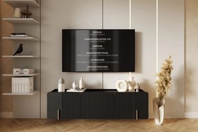 Szafka RTV Malmi 150 cm wisząca - czarny mat / złoty
