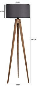Czarno-brązowa lampa stojąca z tekstylnym kloszem (wysokość 153 cm) Tripod – Opviq lights
