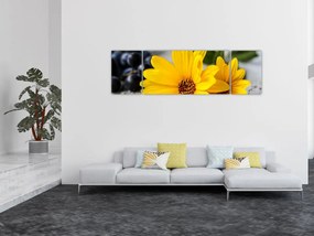 Obraz żółtych kwiatów (170x50 cm)