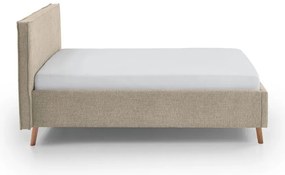 Beżowe tapicerowane łóżko dwuosobowe ze schowkiem i stelażem 140x200 cm Riva – Meise Möbel