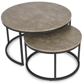 Zestaw Stolików Kawowych ROCKY MAX 60 cm/80 cm Szary Beton Nowoczesny Loft