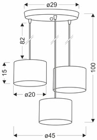 Szara nowoczesna potrójna lampa wisząca - D256-Gronis