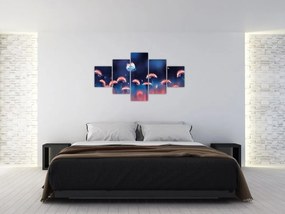 Obraz dmuchawca z niebieskim motylem (125x70 cm)