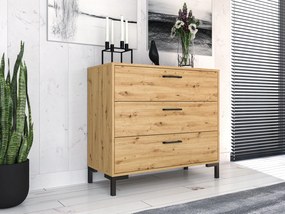 Komoda z 3 szufladami Nevio 09, dąb artisan