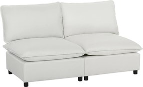 HOMCOM 2-osobowa sofa, 146 cm modułowa sofa z ekoskóry z szerokim i głębokim siedziskiem, grubymi poduszkami, łatwy montaż, Szara | Aosom PL