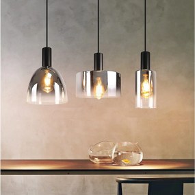 Vintage lampa wisząca do jadalni w kolorze dymu szarego szkła E27 z regulacją wysokości do salonu