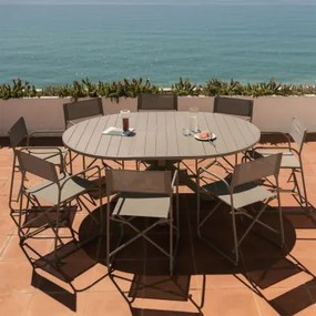 Zestaw Stołu 145-200x145 Cm Rozkładanego Z Aluminium Barces Oraz 8 Składanych Krzeseł Ogrodowych Melida Z Stali Moka Brown - Sklum