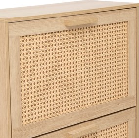 Szafka na buty wąska wysoka CANE, plecionka wiedeńska, 60 x 24 x 113 cm