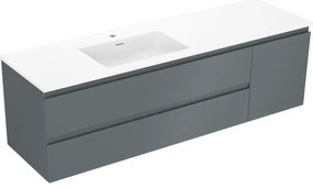Mexen Orio szafka łazienkowa 160 cm z umywalką Otis lewą, 2S, 1D, grafit mat/biała mat - 91A13-16047-3-BBFFF66-W18L01