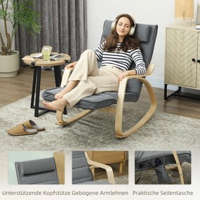 HOMCOM Fotel bujany z funkcją masażu, ogrzewaniem lędźwiowym, 3 tryby, materiałowa tapicerka, Szary