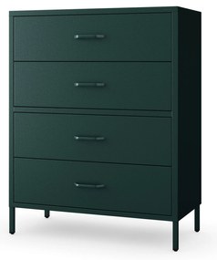 Komoda, szafka metalowa butelkowa zieleń Modern CARLA, 800 x 1015 x 400 mm