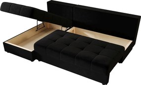 BEDANTE narożnik MOS L Itaka 15 lewa czarny z funkcją spania sofa w kształcie litery L z pojemnikiem na pościel