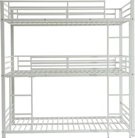 Potrójne łóżko piętrowe 3 x 90 x 190 cm – Metal – Biały – ELOUAN III